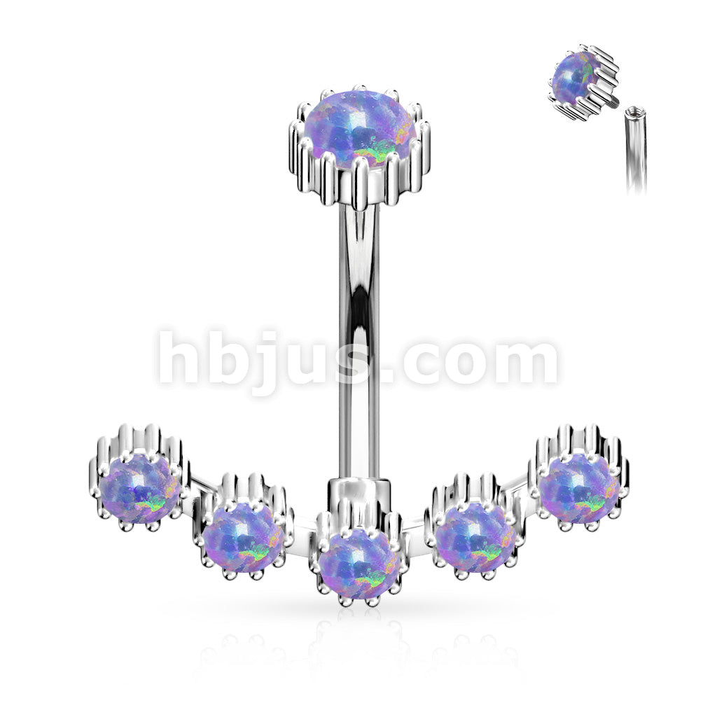 316L Surgical Steel 316L Surgical Steel Opal Curved Line With... - Image 5