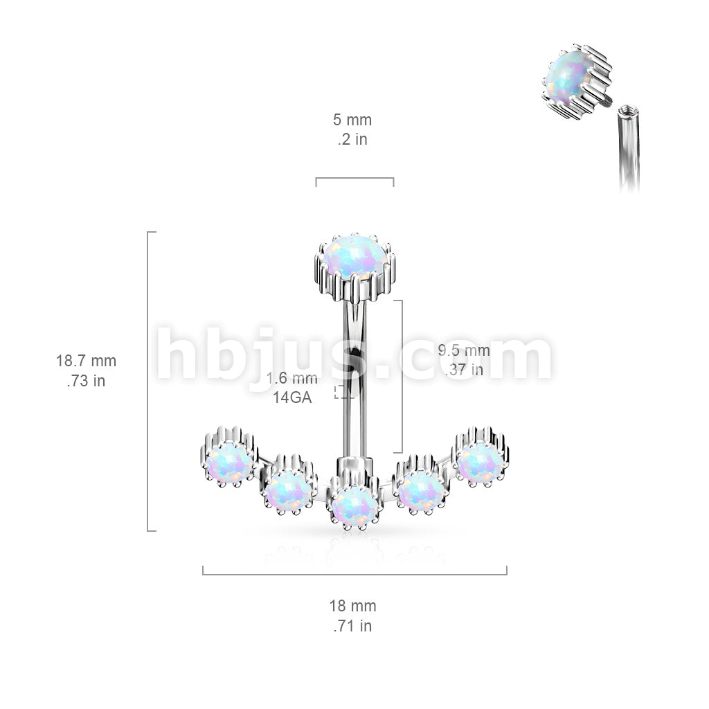 316L Surgical Steel 316L Surgical Steel Opal Curved Line With... - Image 6