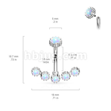 316L Surgical Steel 316L Surgical Steel Opal Curved Line With... - Image 6