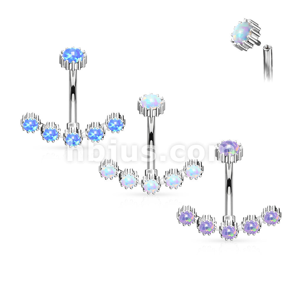 316L Surgical Steel 316L Surgical Steel Opal Curved Line With... - Image 7