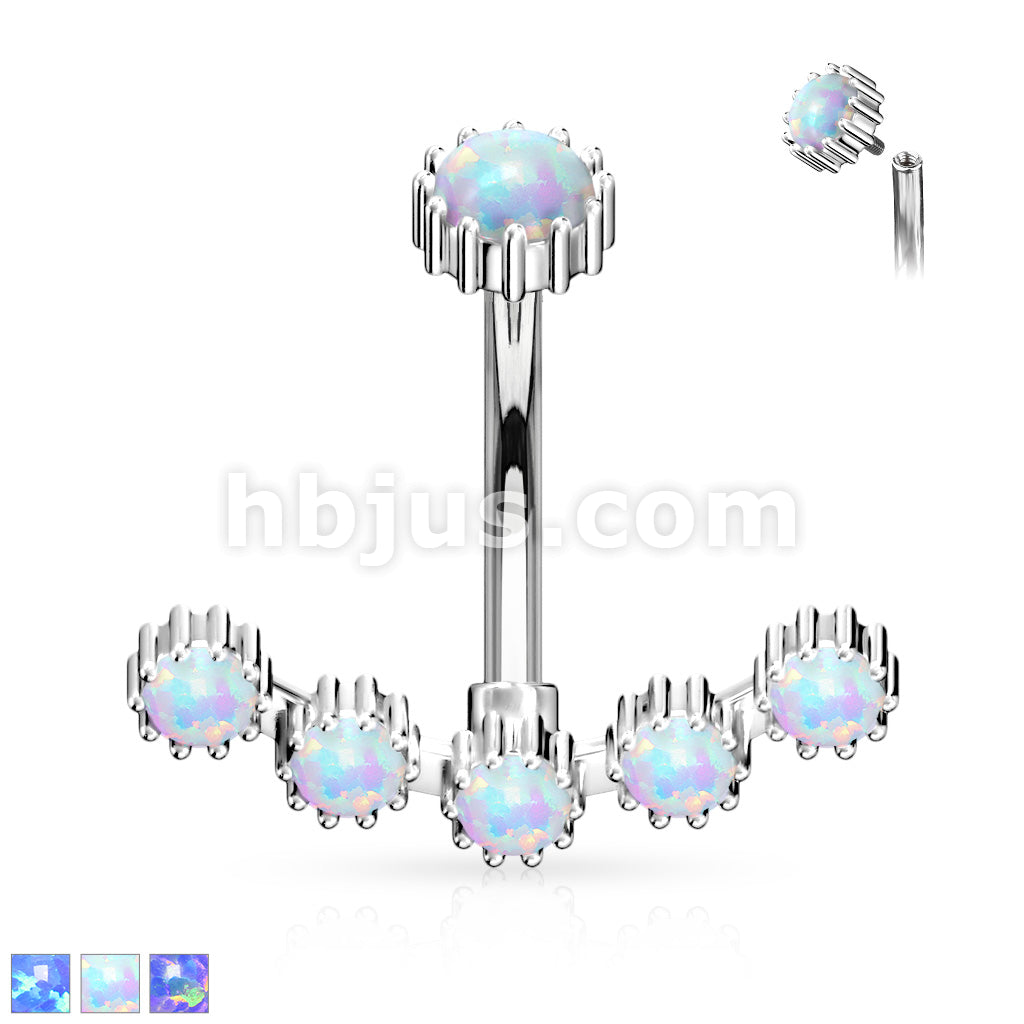 316L Surgical Steel 316L Surgical Steel Opal Curved Line With... - Image 2