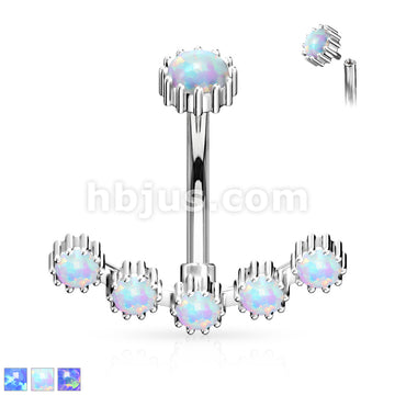 316L Surgical Steel 316L Surgical Steel Opal Curved Line With... - Image 2