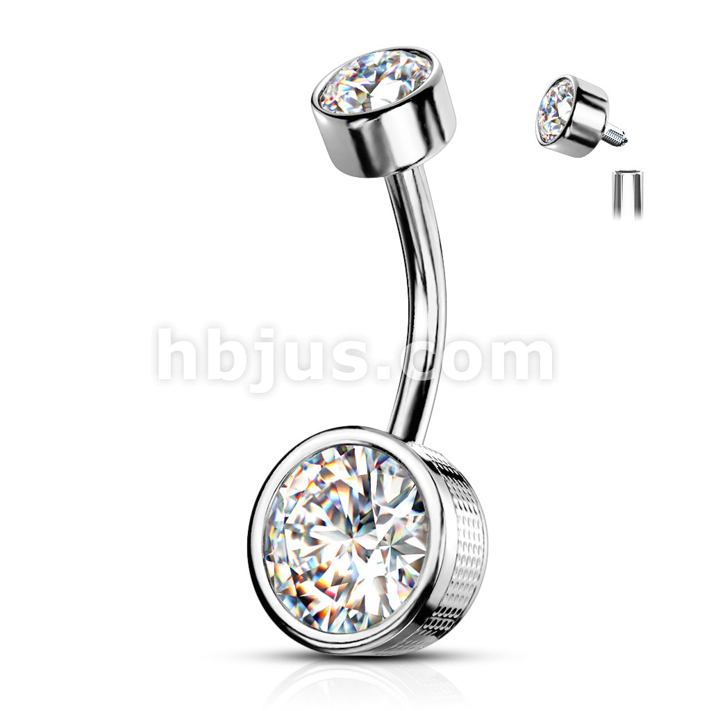 316L Surgical Steel Bezel Set Round CZ and Stamped Sides With... - Image 3