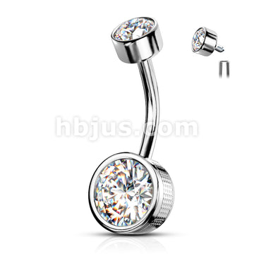 316L Surgical Steel Bezel Set Round CZ and Stamped Sides With... - Image 3