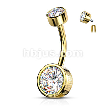 316L Surgical Steel Bezel Set Round CZ and Stamped Sides With... - Image 4