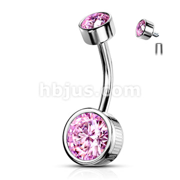 316L Surgical Steel Bezel Set Round CZ and Stamped Sides With... - Image 5