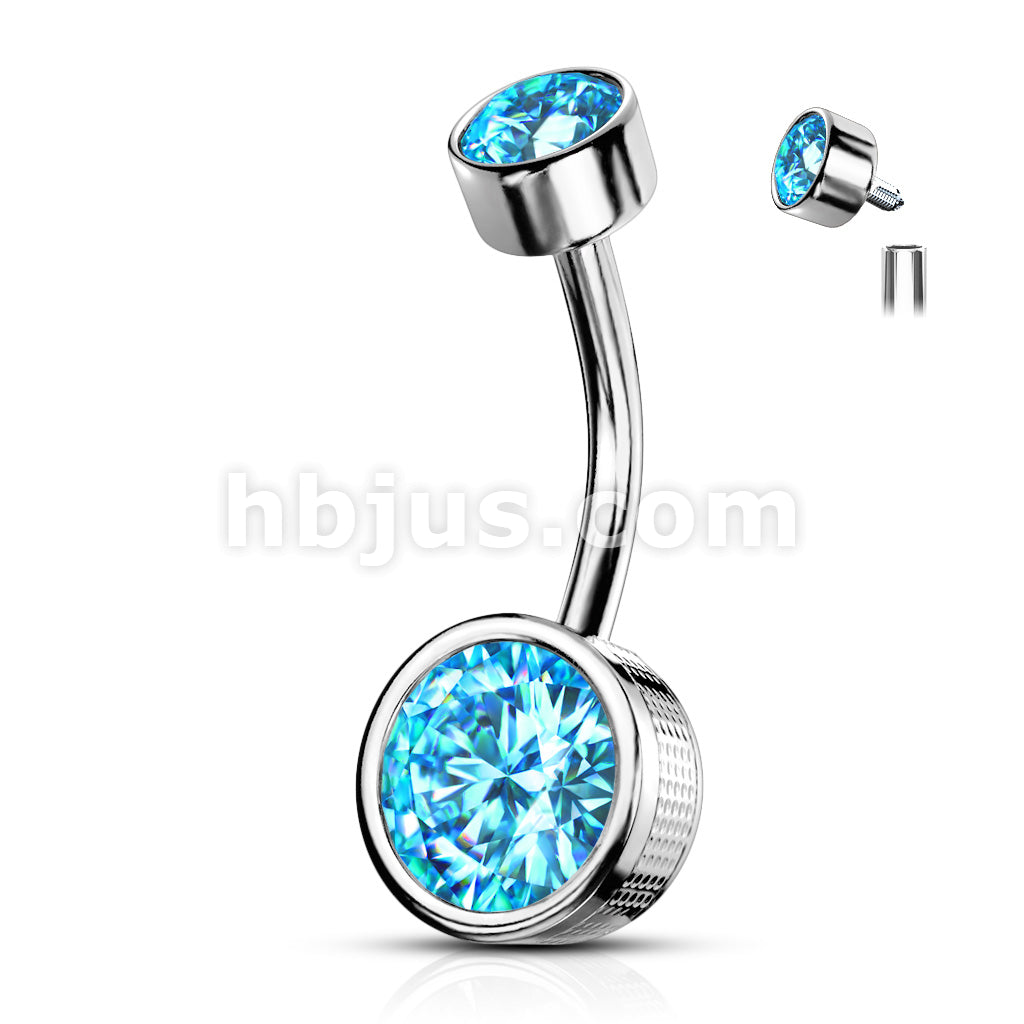 316L Surgical Steel Bezel Set Round CZ and Stamped Sides With... - Image 6