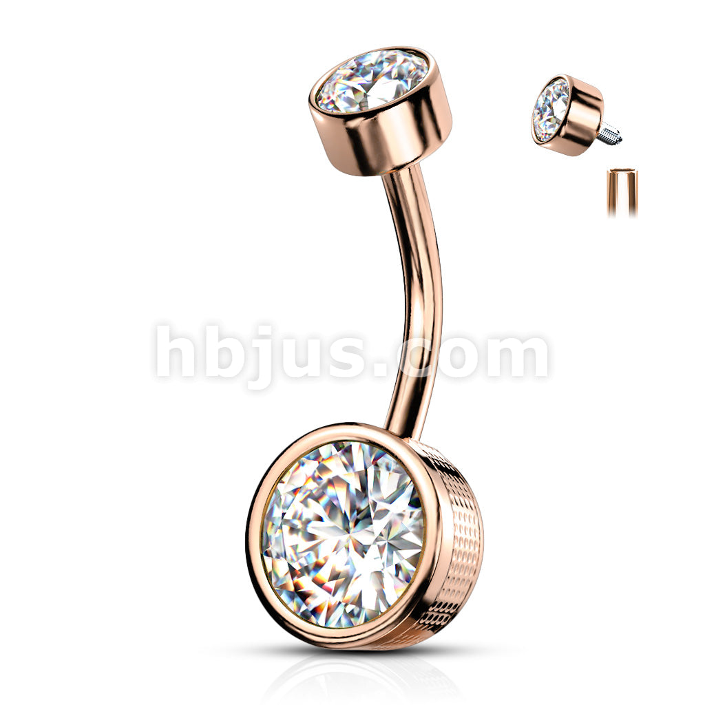 316L Surgical Steel Bezel Set Round CZ and Stamped Sides With... - Image 7