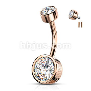 316L Surgical Steel Bezel Set Round CZ and Stamped Sides With... - Image 7