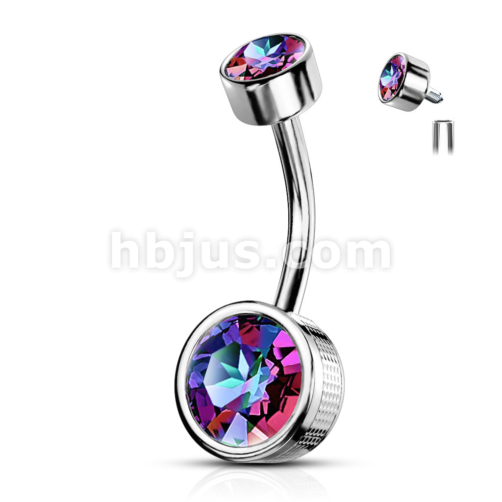 316L Surgical Steel Bezel Set Round CZ and Stamped Sides With... - Image 8