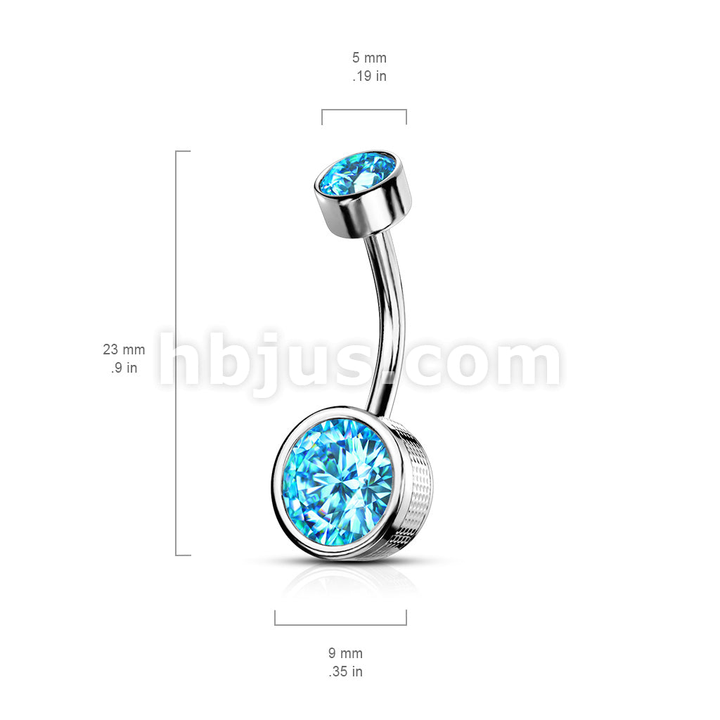 316L Surgical Steel Bezel Set Round CZ and Stamped Sides With... - Image 10