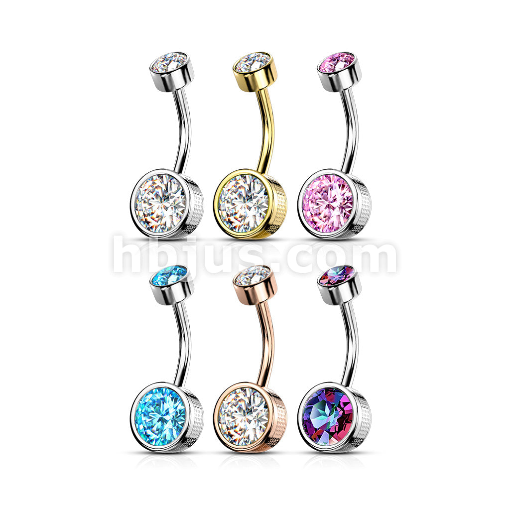 316L Surgical Steel Bezel Set Round CZ and Stamped Sides With... - Image 9