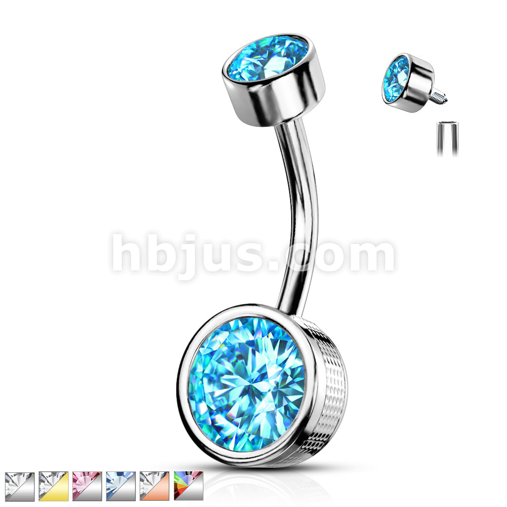 316L Surgical Steel Bezel Set Round CZ and Stamped Sides With... - Image 2