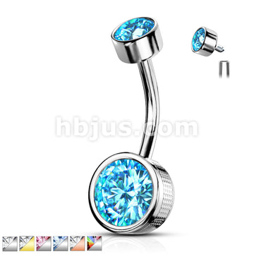 316L Surgical Steel Bezel Set Round CZ and Stamped Sides With... - Image 2