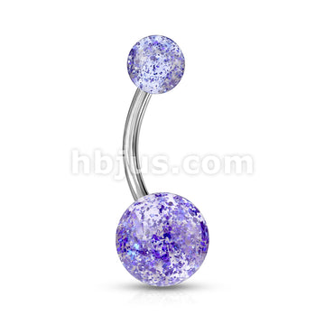 Acrylic Color Ultra Glitter Ball With 316L Surgical Steel 14GA 3/8 Navel - Image 4