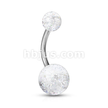 Acrylic Color Ultra Glitter Ball With 316L Surgical Steel 14GA 3/8 Navel - Image 5