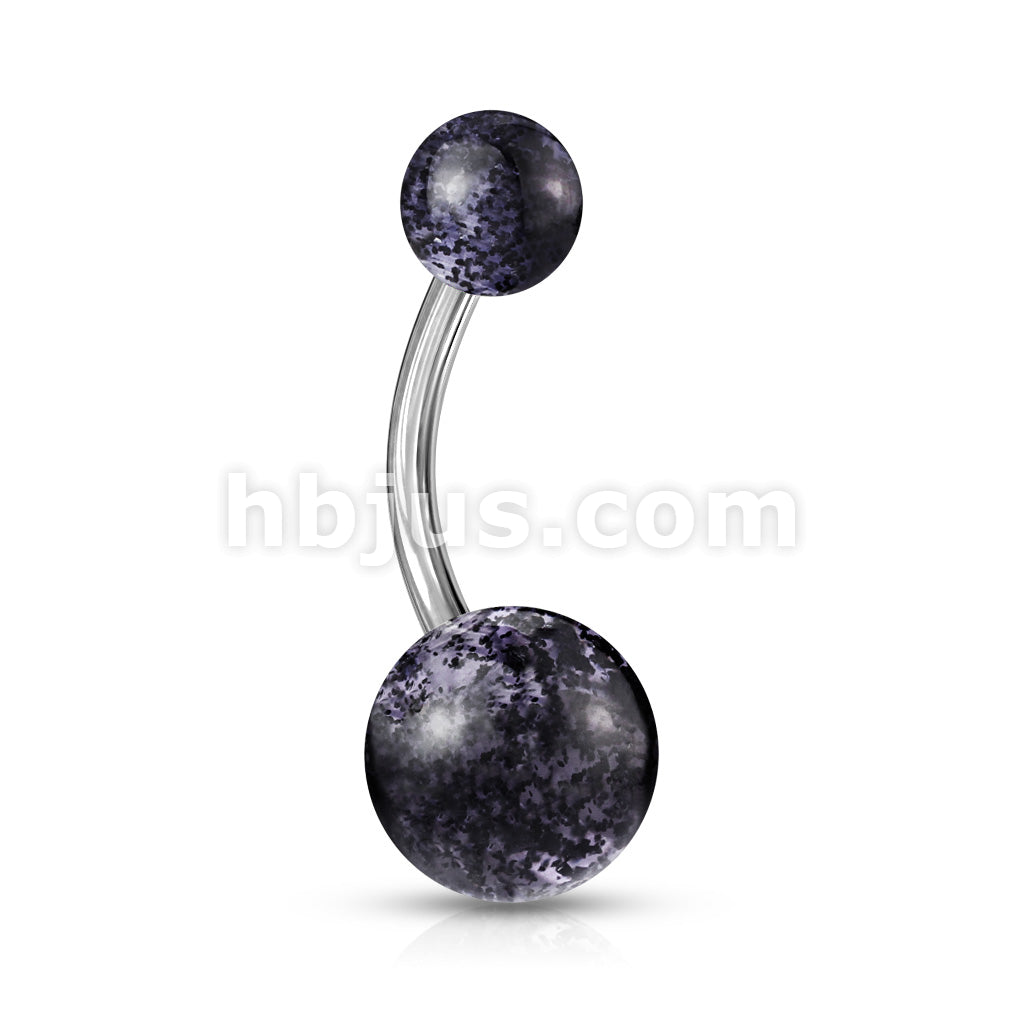 Acrylic Color Ultra Glitter Ball With 316L Surgical Steel 14GA 3/8 Navel - Image 7
