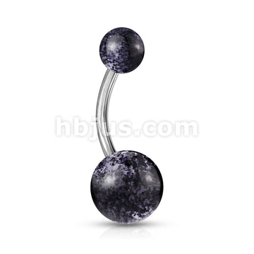 Acrylic Color Ultra Glitter Ball With 316L Surgical Steel 14GA 3/8 Navel - Image 7
