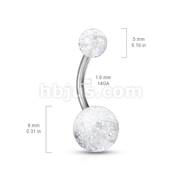 Acrylic Color Ultra Glitter Ball With 316L Surgical Steel 14GA 3/8 Navel - Image 10