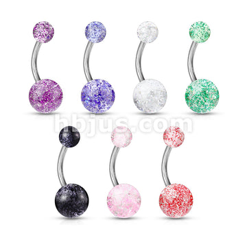Acrylic Color Ultra Glitter Ball With 316L Surgical Steel 14GA 3/8 Navel - Image 11