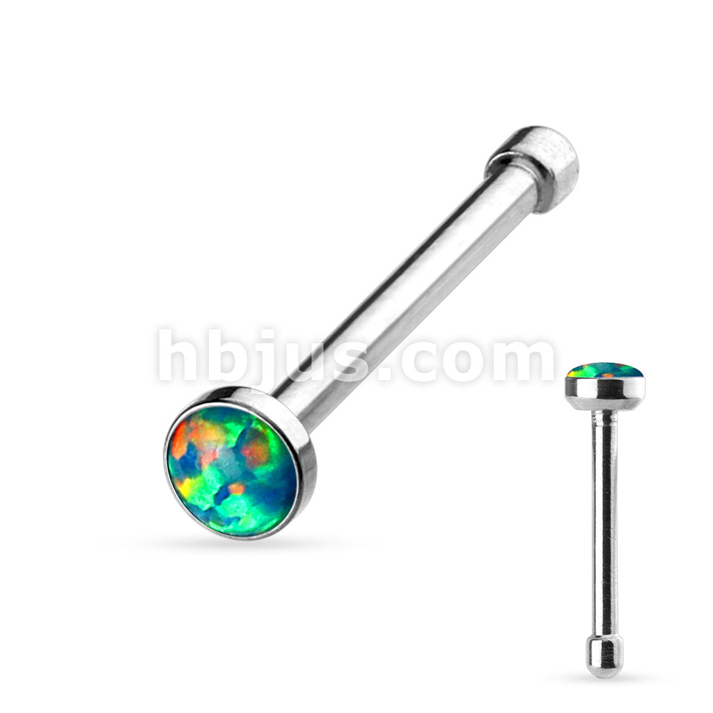 Opal Set Flat Top 316L Surgical Steel Nose Studs - Image 2