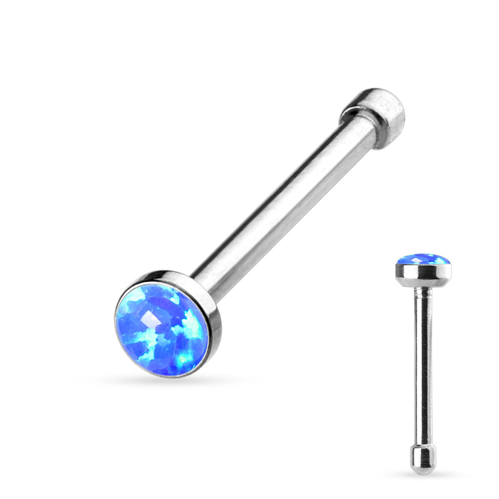 Opal Set Flat Top 316L Surgical Steel Nose Studs - Image 3