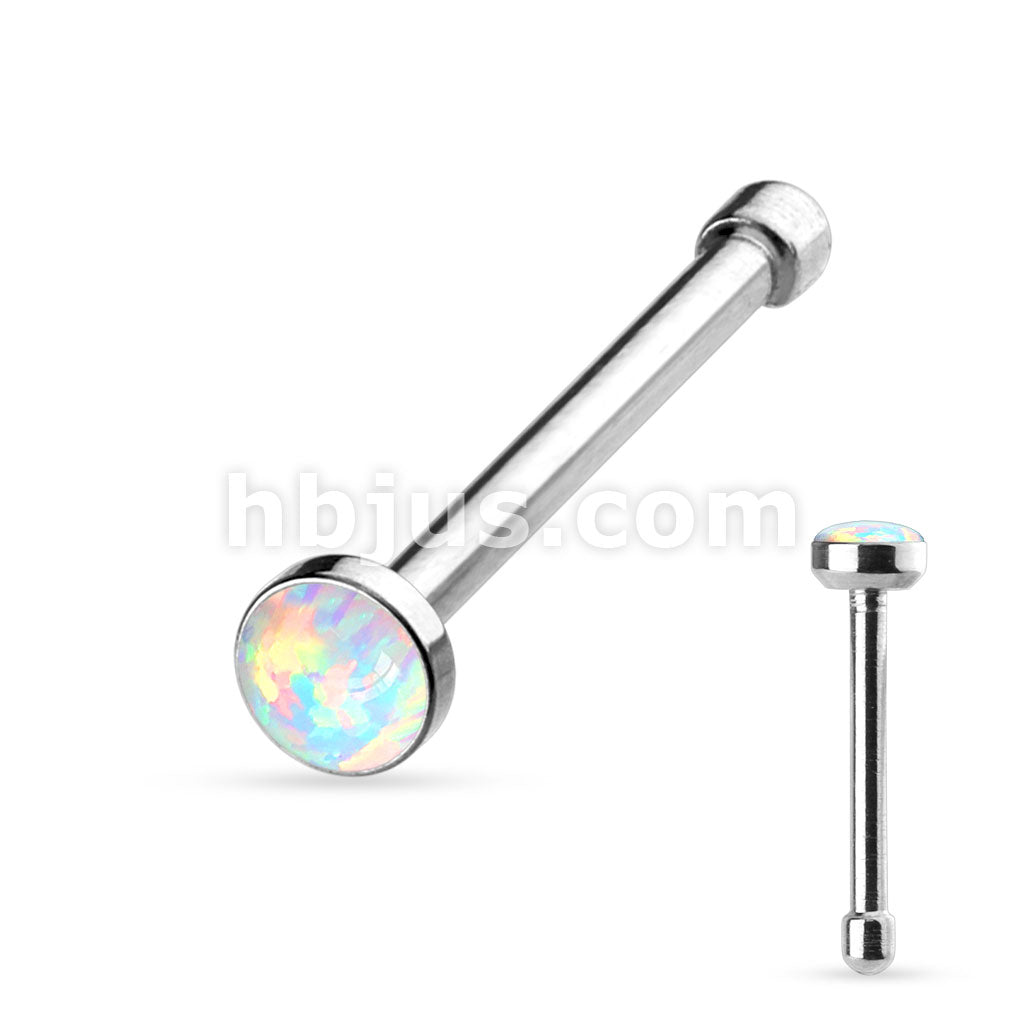 Opal Set Flat Top 316L Surgical Steel Nose Studs - Image 4