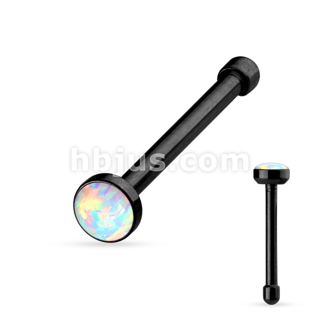 White Opal Set Flat Top PVD over 316L Surgical Steel Nose Studs - Image 3