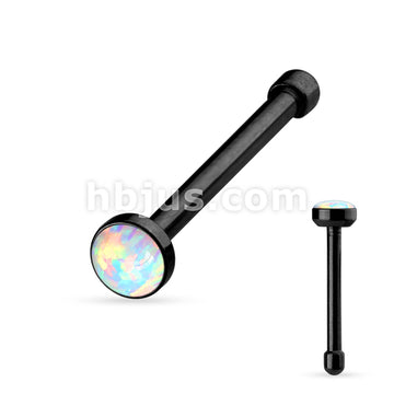 White Opal Set Flat Top PVD over 316L Surgical Steel Nose Studs - Image 3