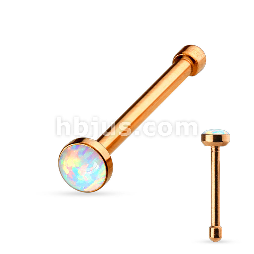 White Opal Set Flat Top PVD over 316L Surgical Steel Nose Studs - Image 4