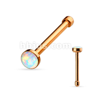 White Opal Set Flat Top PVD over 316L Surgical Steel Nose Studs - Image 4