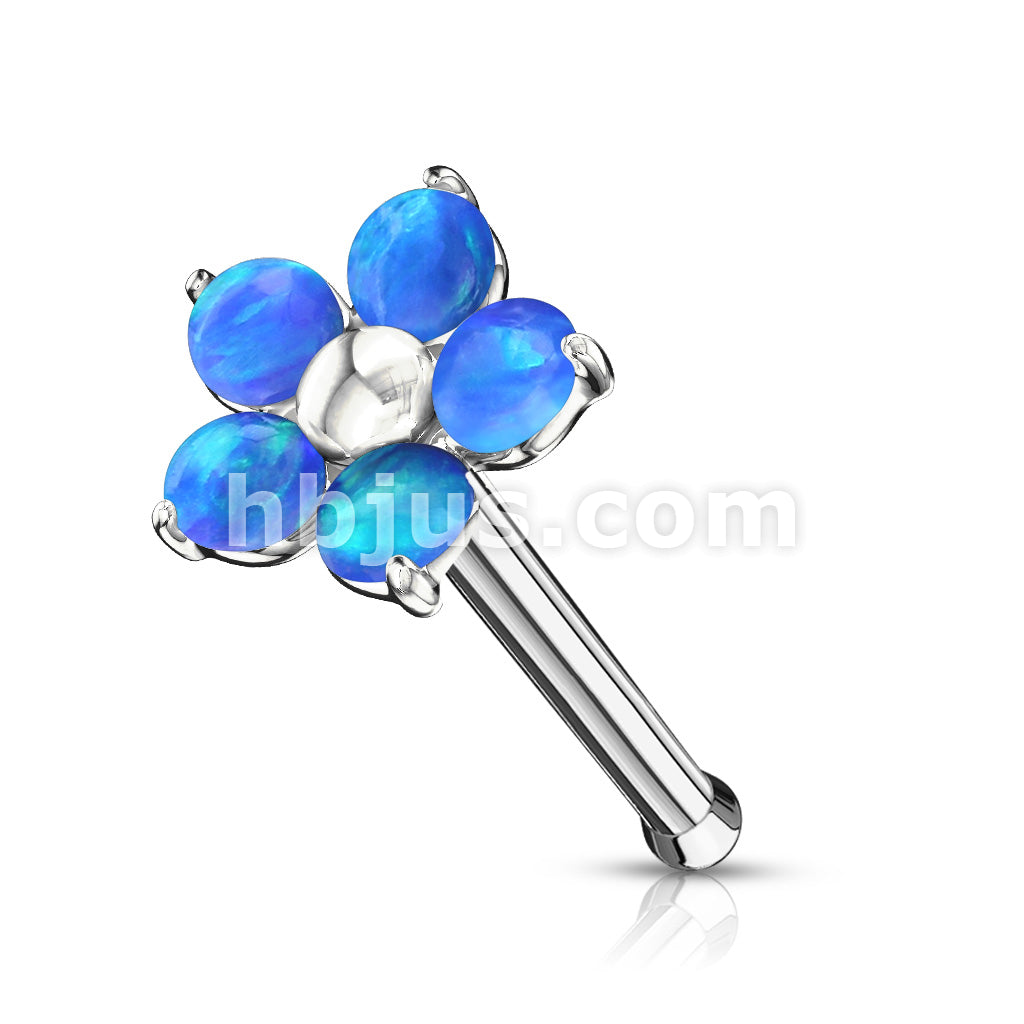 316L Surgical Steel Flower with 5 Opal Petals 316L Surgical Steel Nose... - Image 3