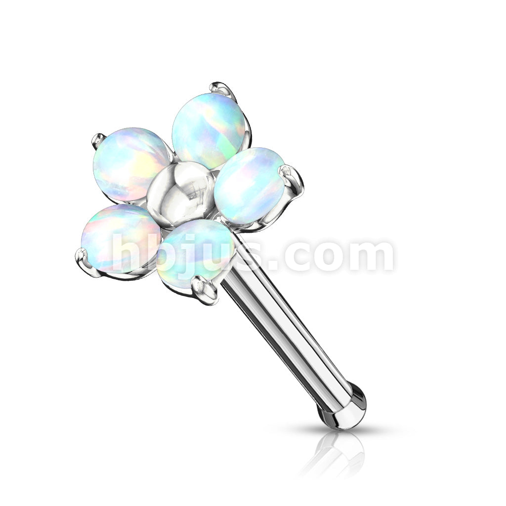 316L Surgical Steel Flower with 5 Opal Petals 316L Surgical Steel Nose... - Image 4