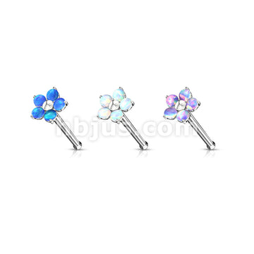 316L Surgical Steel Flower with 5 Opal Petals 316L Surgical Steel Nose... - Image 6