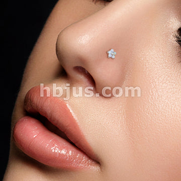 316L Surgical Steel Flower with 5 Opal Petals 316L Surgical Steel Nose... - Image 8