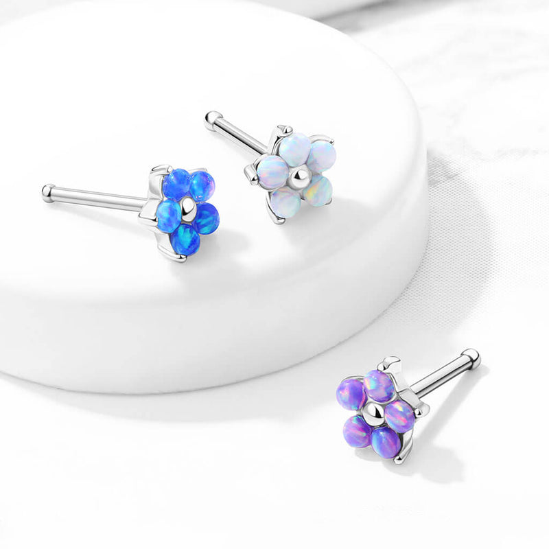 316L Surgical Steel Flower with 5 Opal Petals 316L Surgical Steel Nose...