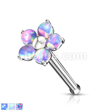 316L Surgical Steel Flower with 5 Opal Petals 316L Surgical Steel Nose... - Image 2