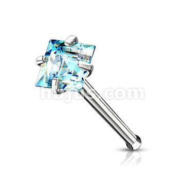 Prong Set Square CZ Top 316L Surgical Steel Nose Bone Stud Rings - Image 7