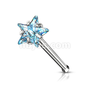 Prong Set Star CZ Top 316L Surgical Steel Nose Bone Stud Rings - Image 7