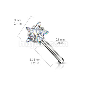 Prong Set Star CZ Top 316L Surgical Steel Nose Bone Stud Rings - Image 8