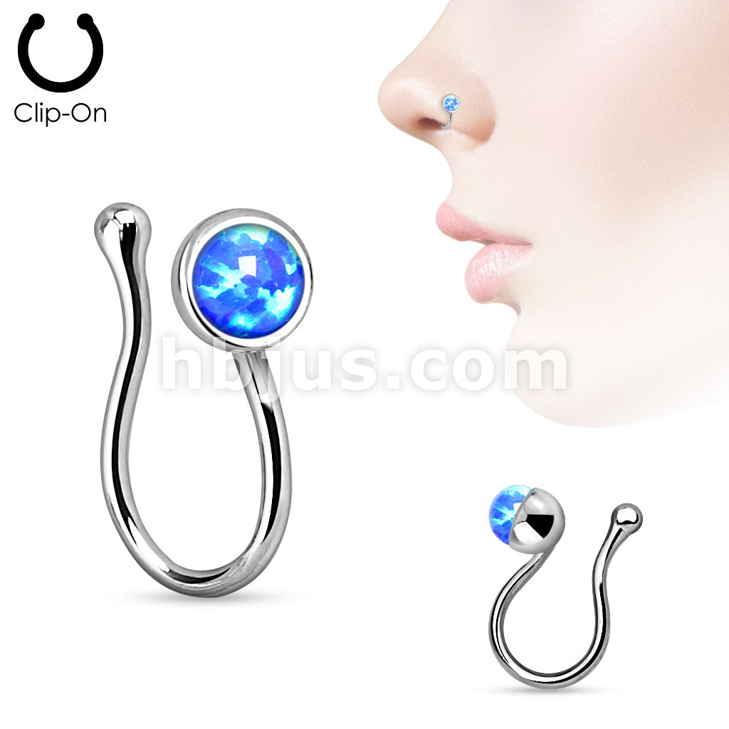 Opalite Gem Non Piercing Brass Nose Clip - Image 2