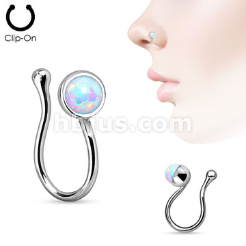 Opalite Gem Non Piercing Brass Nose Clip - Image 3