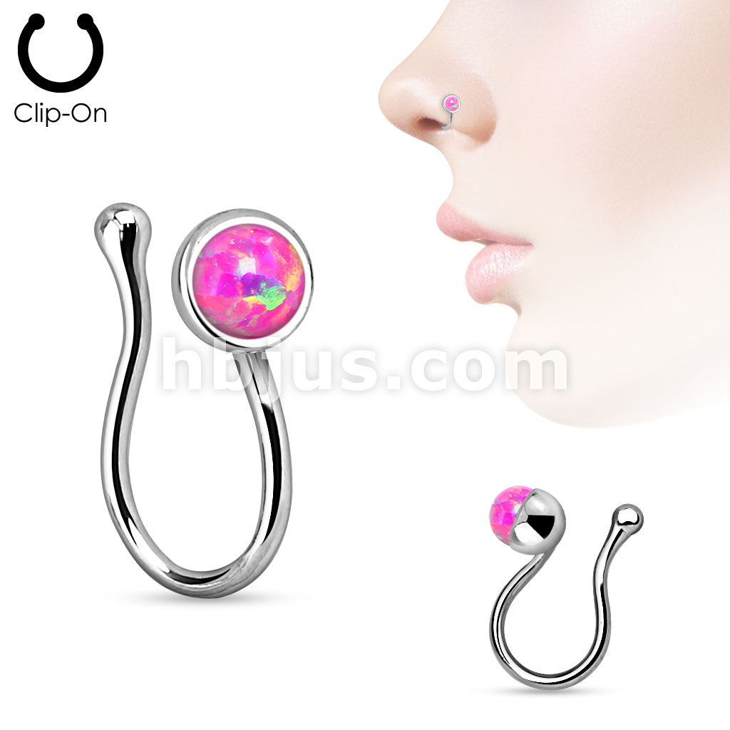 Opalite Gem Non Piercing Brass Nose Clip - Image 5