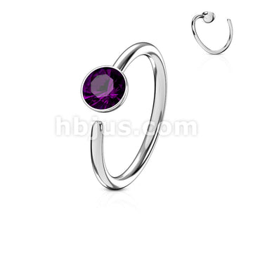 Single Gem 316L Surgical Steel Nose Ring - Image 3