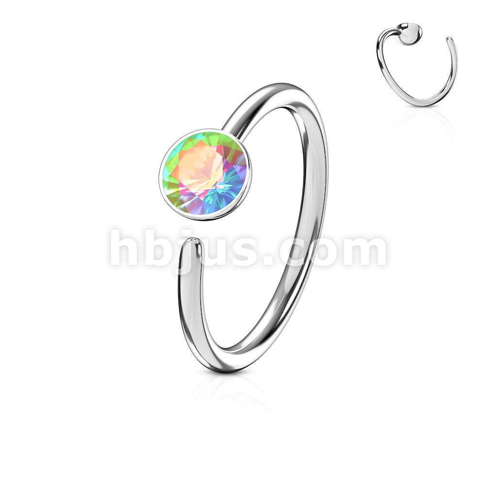 Single Gem 316L Surgical Steel Nose Ring - Image 4
