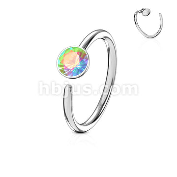 Single Gem 316L Surgical Steel Nose Ring - Image 4