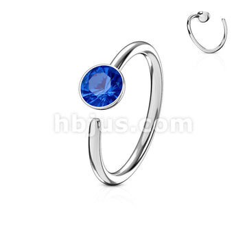 Single Gem 316L Surgical Steel Nose Ring - Image 5