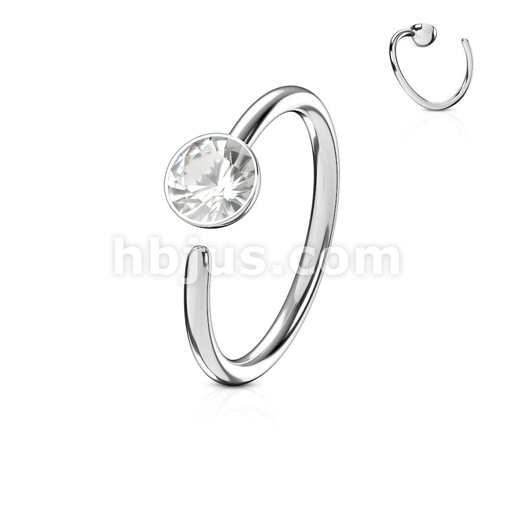 Single Gem 316L Surgical Steel Nose Ring - Image 6