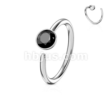 Single Gem 316L Surgical Steel Nose Ring - Image 8