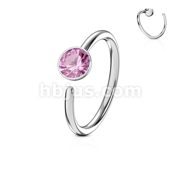 Single Gem 316L Surgical Steel Nose Ring - Image 9